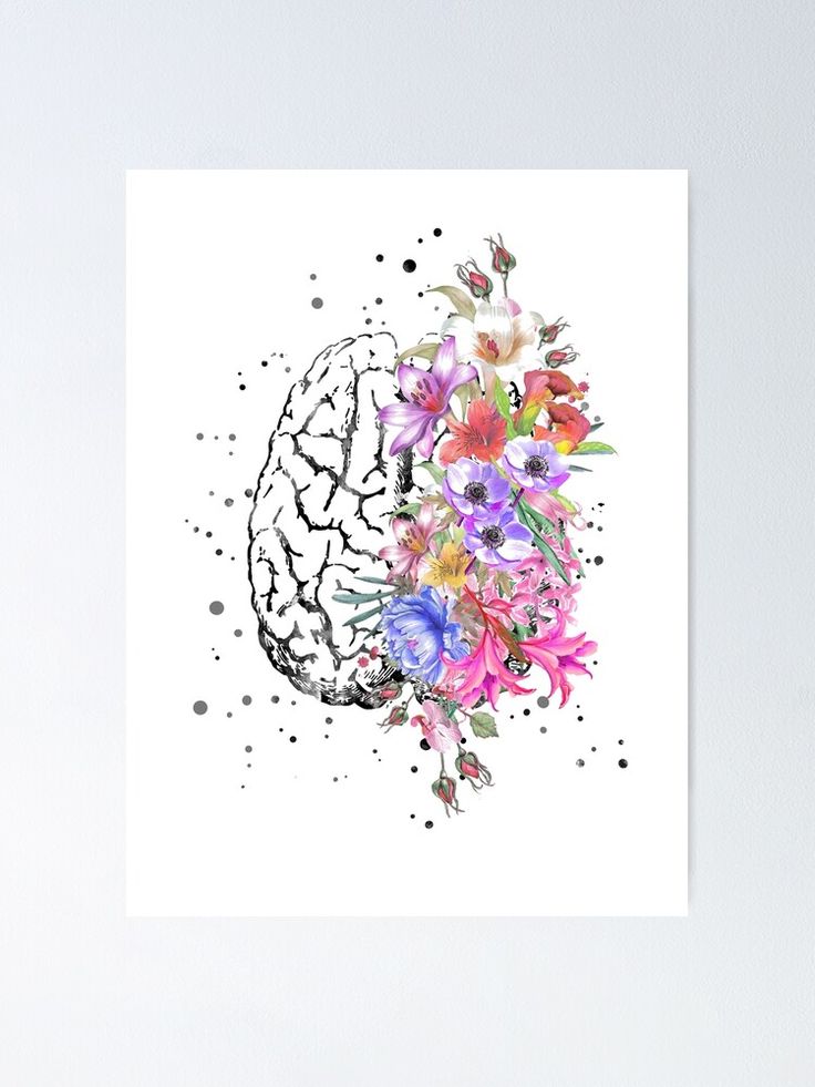 Brain anatomy, watercolor Brain, flowers brain, brain with Flowers ...