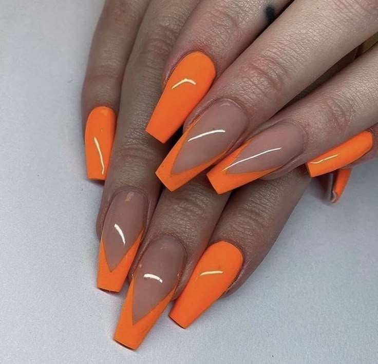 Short Coffin Nails Designs, Orange Acrylic Nails, Acrylic Nail Designs Coffin, Nails 2022, Coffin Shape Nails, Acrylic Nails Coffin Short, Summer Acrylic Nails, Short Acrylic Nails Designs, Neon Nails