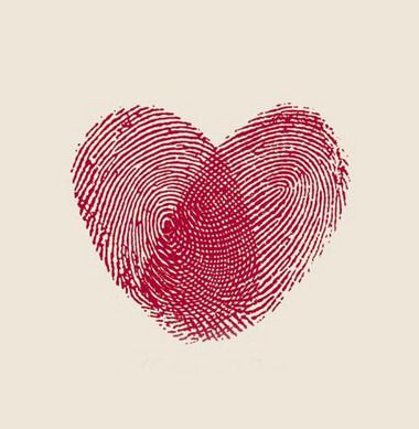 a red heart shaped fingerprint with the words states of state written in black on it