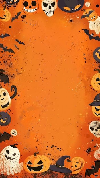 an orange halloween background with lots of pumpkins