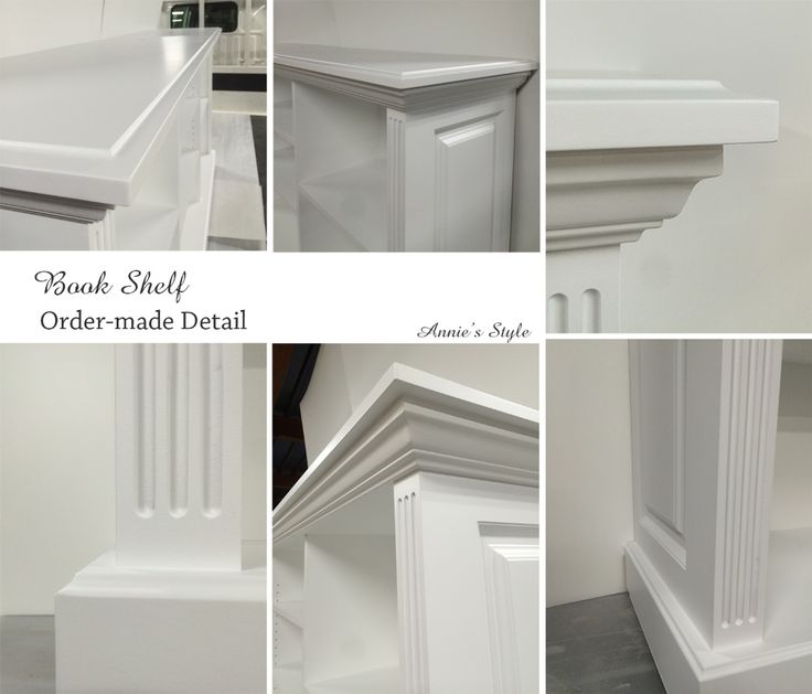 several different angles and sizes of white painted furniture