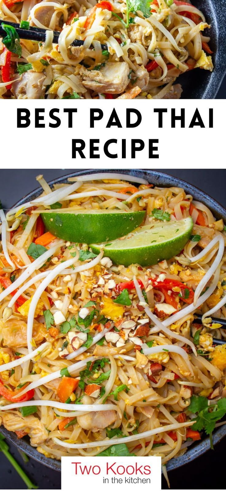 two photos showing different types of noodles and vegetables with the words best pad thai recipe