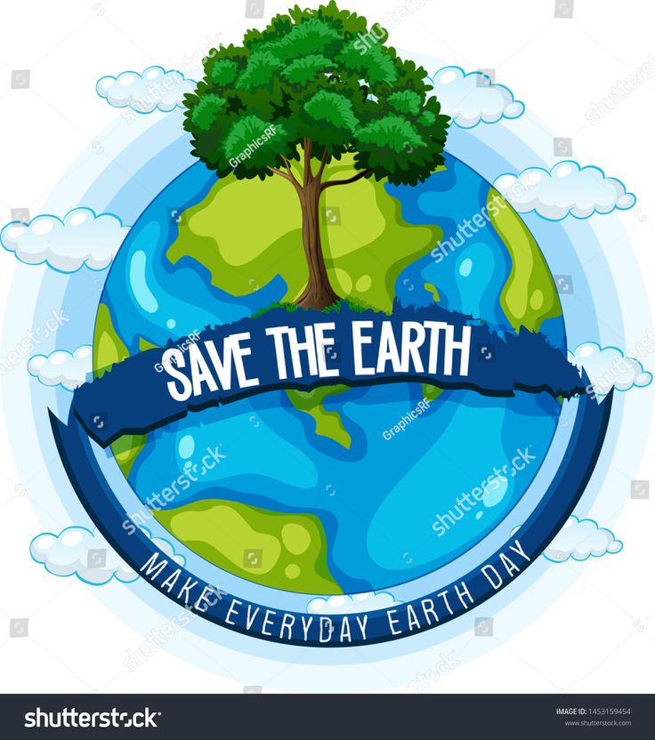 save the earth poster with tree and ribbon