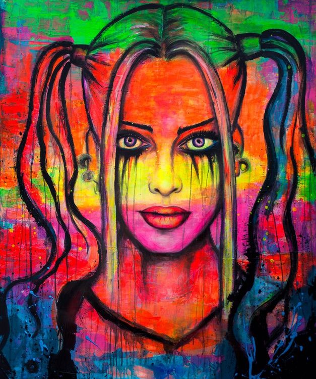 a painting of a woman's face with dreadlocks on her hair and eyes