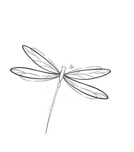 a black and white drawing of a dragonfly