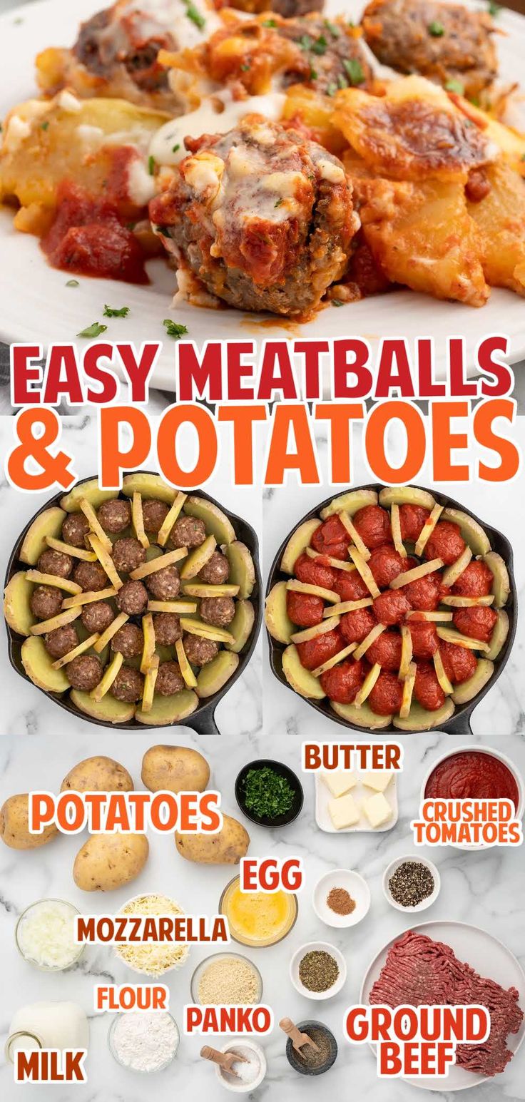 easy meatballs and potatoes recipe on a plate