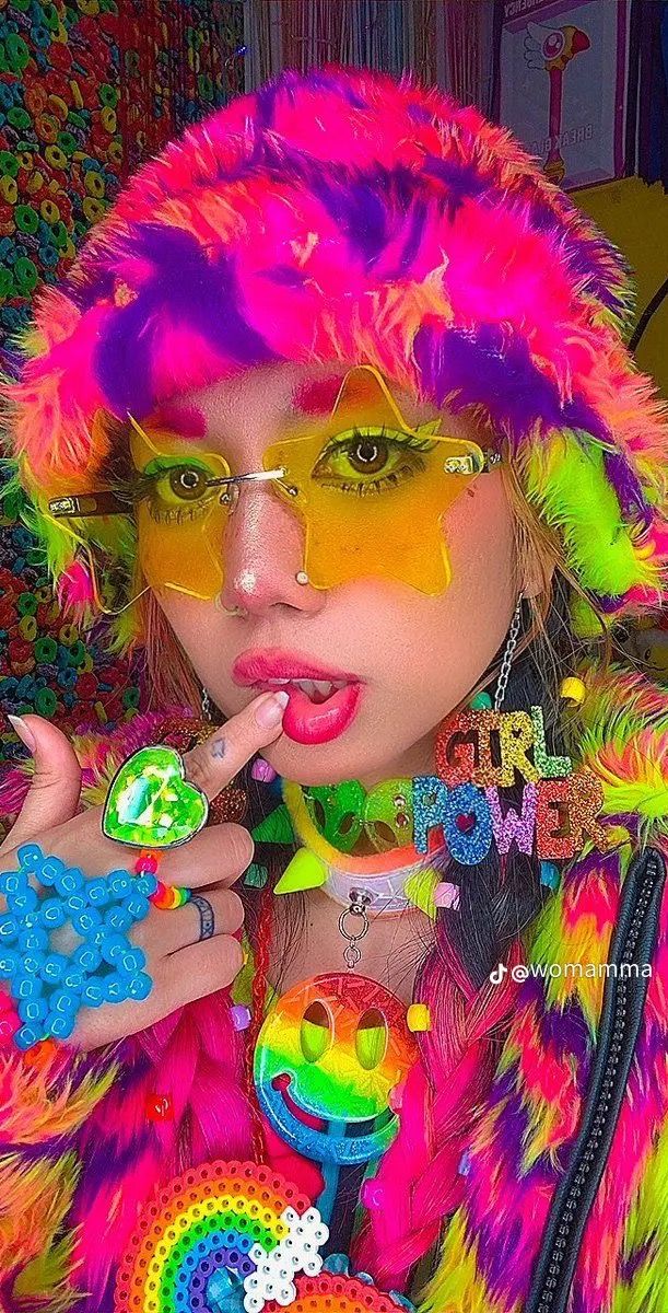 Acid Pixie Aesthetic, Acid Aesthetic, Cybr Grl, Pixie Aesthetic, Kid Core Aesthetic, Harajuku Decora, Decora Fashion, Kandi Kid, Harajuku Fashion Street