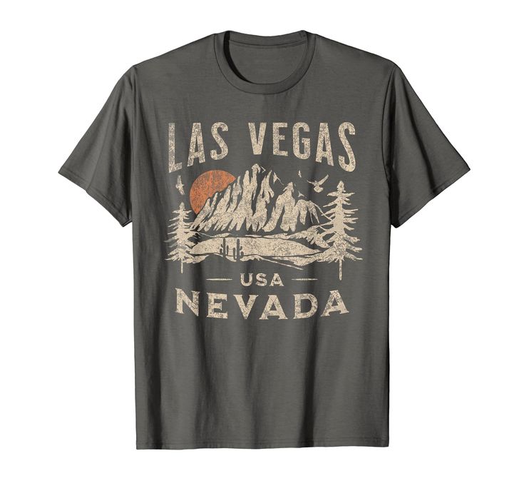 PRICES MAY VARY. Las Vegas Nevada with mountains retro sunset vintage design. Show off your love of nature, hiking, camping and the outdoors. Souvenir for men, women and kids who love to hike, camp and travel to Las Vegas. Lightweight, Classic fit, Double-needle sleeve and bottom hem Love Of Nature, Las Vegas Usa, Nature Hiking, Nevada Usa, Retro Sunset, Las Vegas Nevada, Design Show, The Outdoors, Vintage Design