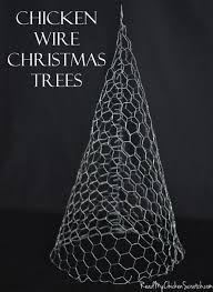 a wire christmas tree with the words chicken wire christmas trees