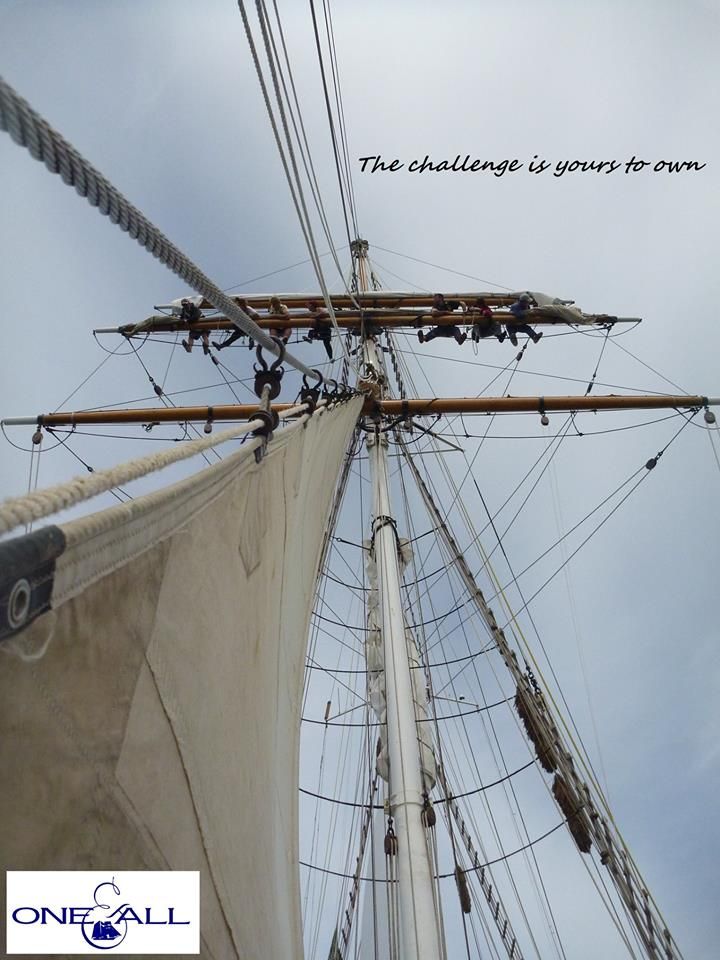 an image of the top of a sailboat with ropes on it and a quote that reads, the challenge is yours to live