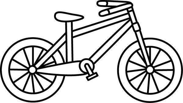 a black and white drawing of a bicycle