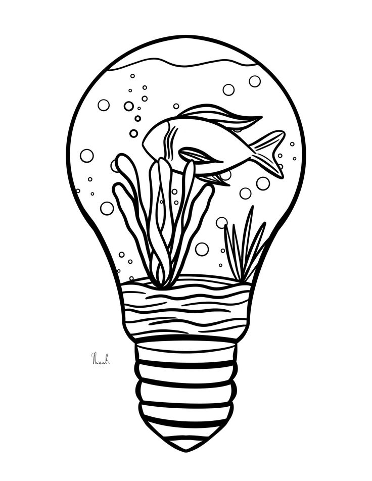 a light bulb with fish inside it