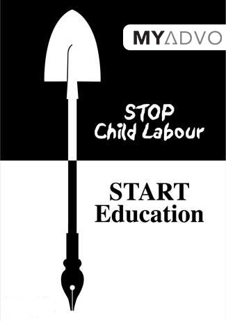 a black and white poster with the words stop child labor, start education written on it