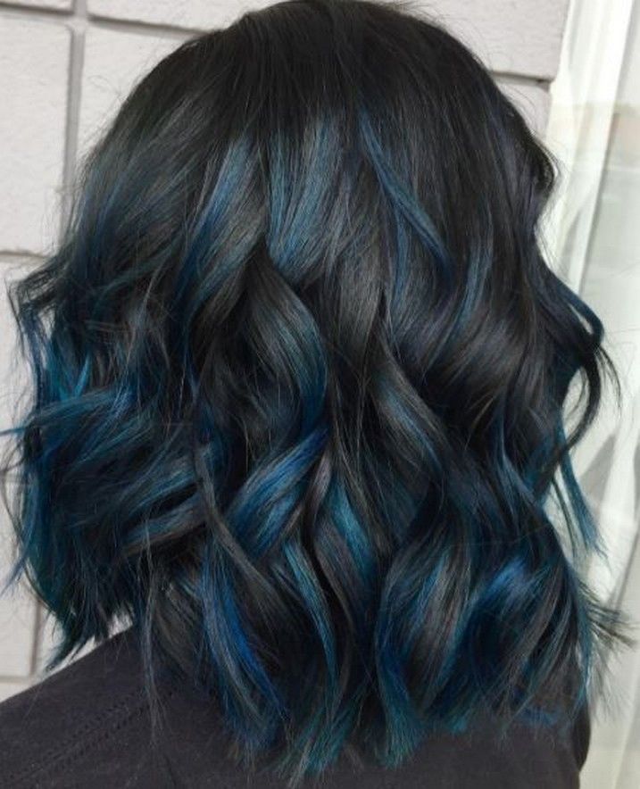 (paid link) ombre hair color for black hair and shape- Discover the products created to get the absolute coloring or put on for find out the best style for your hair. Blue And Black Hair, Hair Color Ideas For Brunettes Short, Blue Hair Highlights, Rambut Brunette, Brunette Ombre, Blue Ombre Hair, Short Ombre, Brunette Balayage, Ombre Hair Color