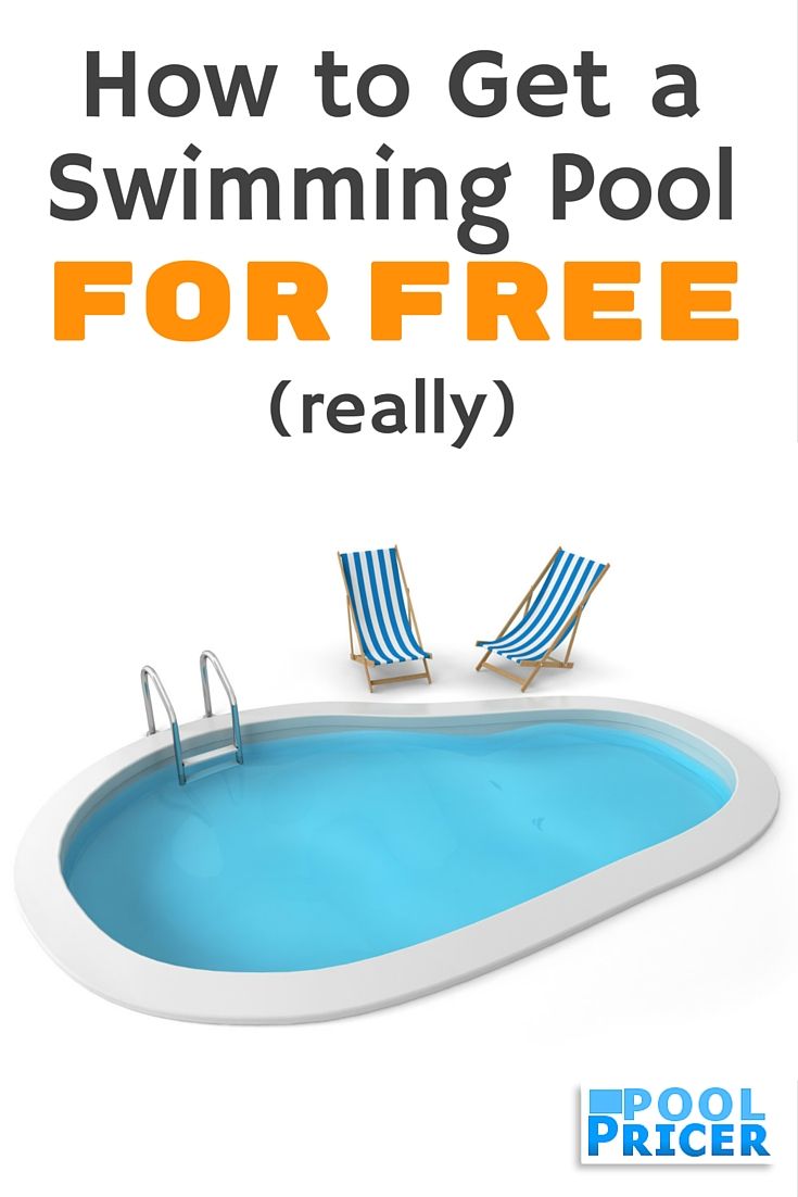 an above ground swimming pool with lounge chairs next to it and the text how to get a swimming pool for free really