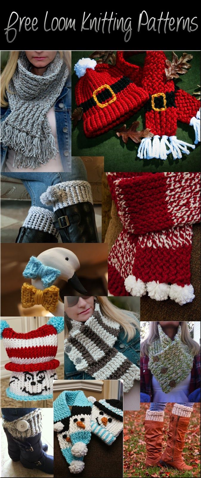 knitted hats, scarves and mittens are featured in the book free loom knitting patterns