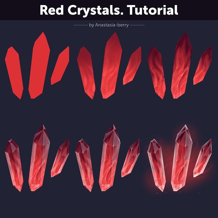 some red crystals on a black background with the text'red crystals'in it