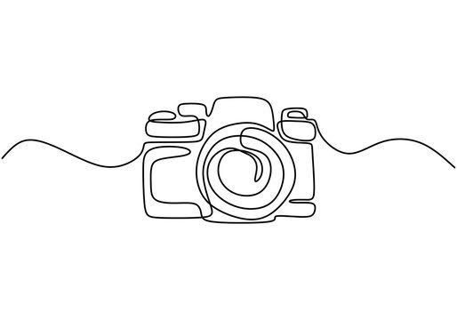 a drawing of a camera in the water with waves coming up from behind it, on a white background