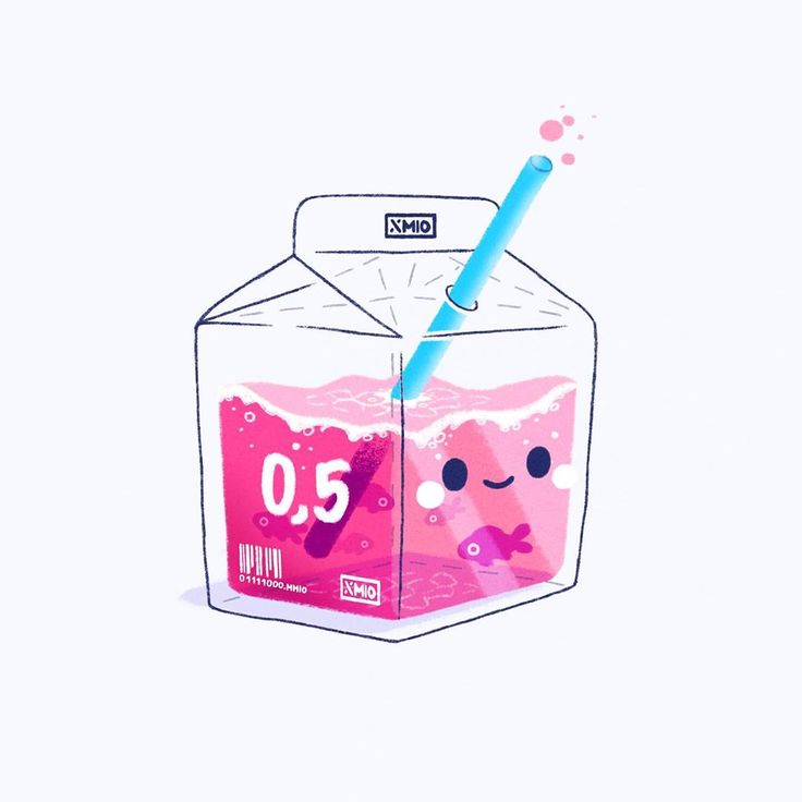 a cartoon milk carton with a straw sticking out of it's top and the lid