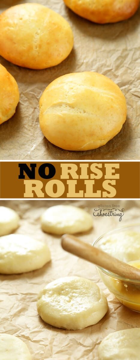 no rise rolls are being made and ready to be baked in the oven, with text overlay