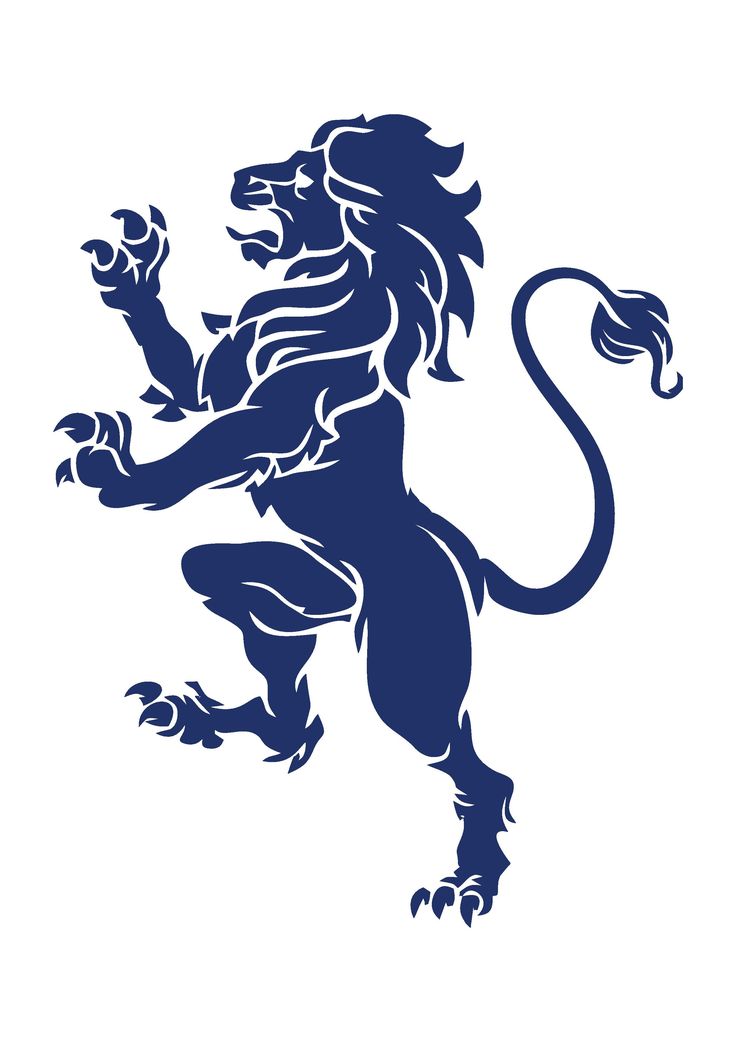 a blue lion standing on its hind legs