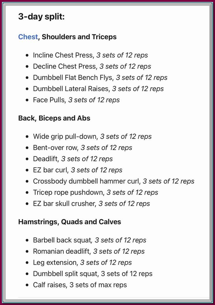 (ad) Best exercise ball  Best exercise bike; Best treadmill; Best smart home gym; Best rowing machine; Best dumbbells; Best kettlebell; Best elliptical robot ... 3 Day Exercise Plan, Workout Schedule Weights, Workout Plan Gym Schedule, 3 Day Workout Plan For Women Beginner, Beginner Split Workout, Two Day Workout Split, Best Split Workout, Combination Workouts Gym, Women Split Workout