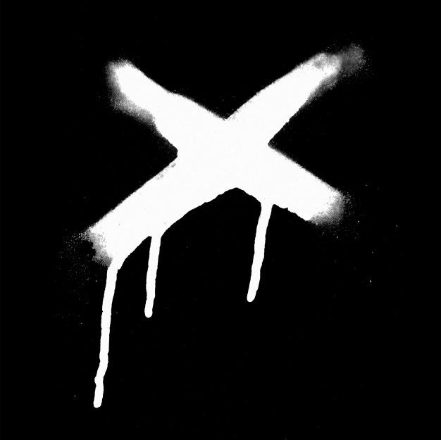 the letter x is dripping white on a black background