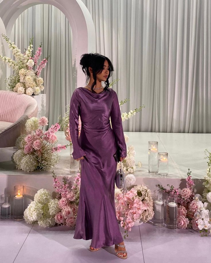 Purple Dress Prom, Elegant Purple Dress, Elegant Purple Dresses, Modest Evening Dress, Spring Wedding Guest Dress, Fall Wedding Guest, Fall Wedding Guest Dress, Prom Long, Purple Prom Dress