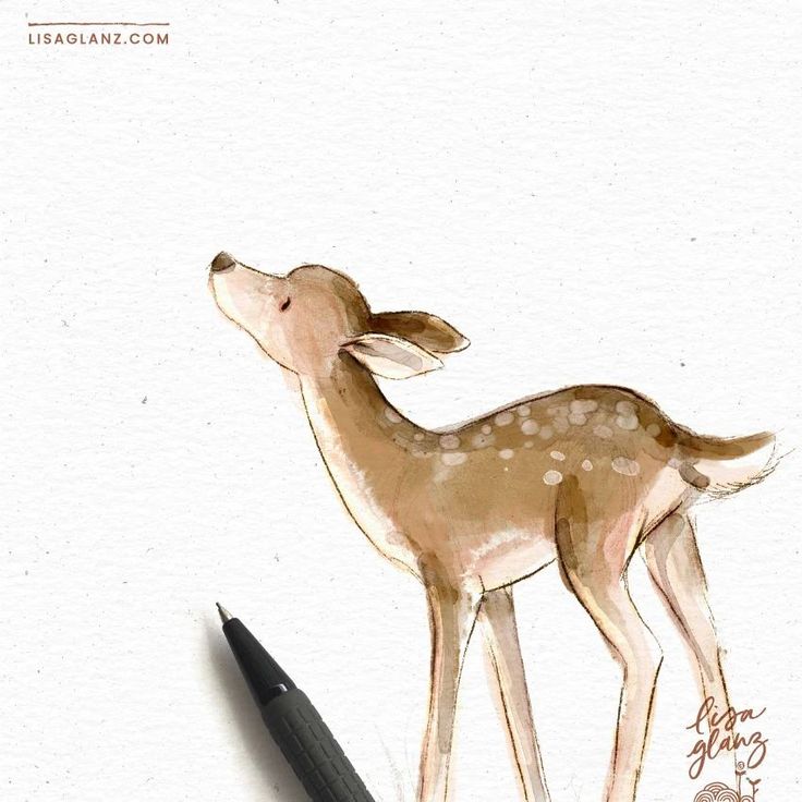 a drawing of a deer standing next to a pen