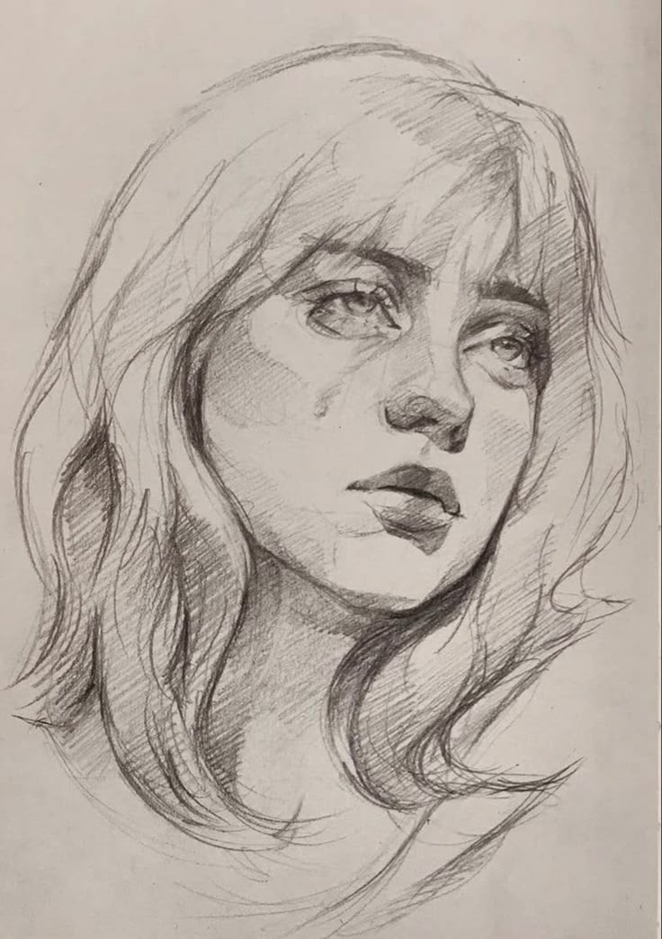 a pencil drawing of a woman's face