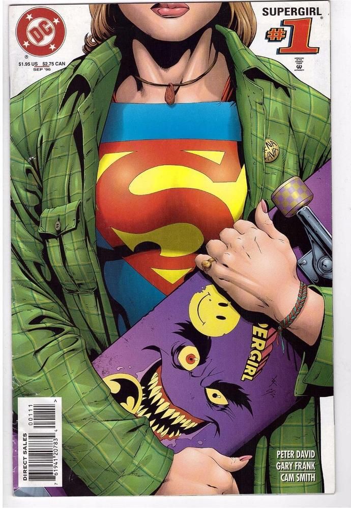 a comic book cover with a woman holding a bat and wearing a superman costume on it