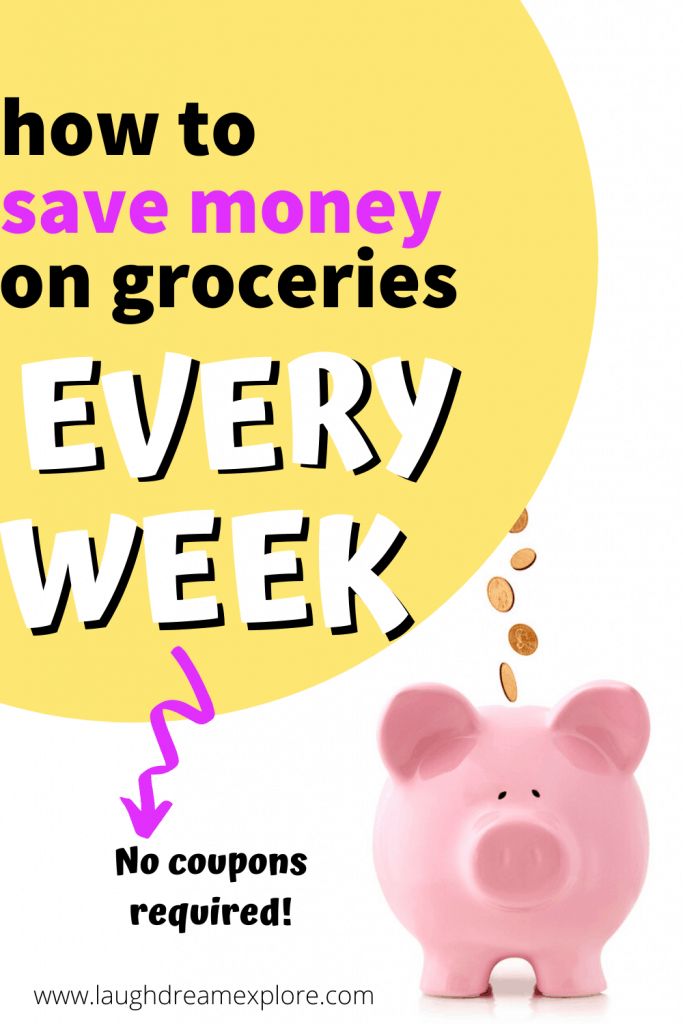 a pink piggy bank with the words how to save money on groceries every week