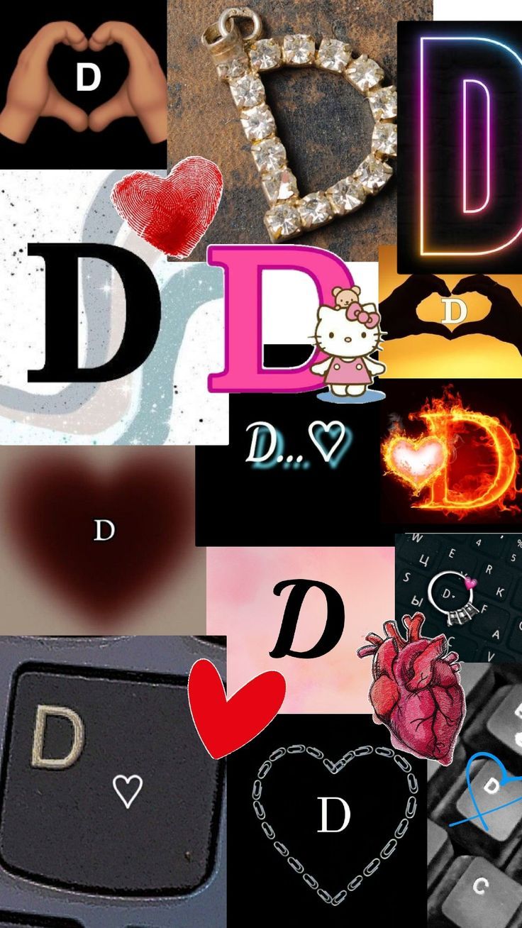 a collage of different images with letters and symbols in the middle one has a heart on it