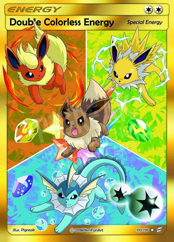 the pokemon card has three different colors