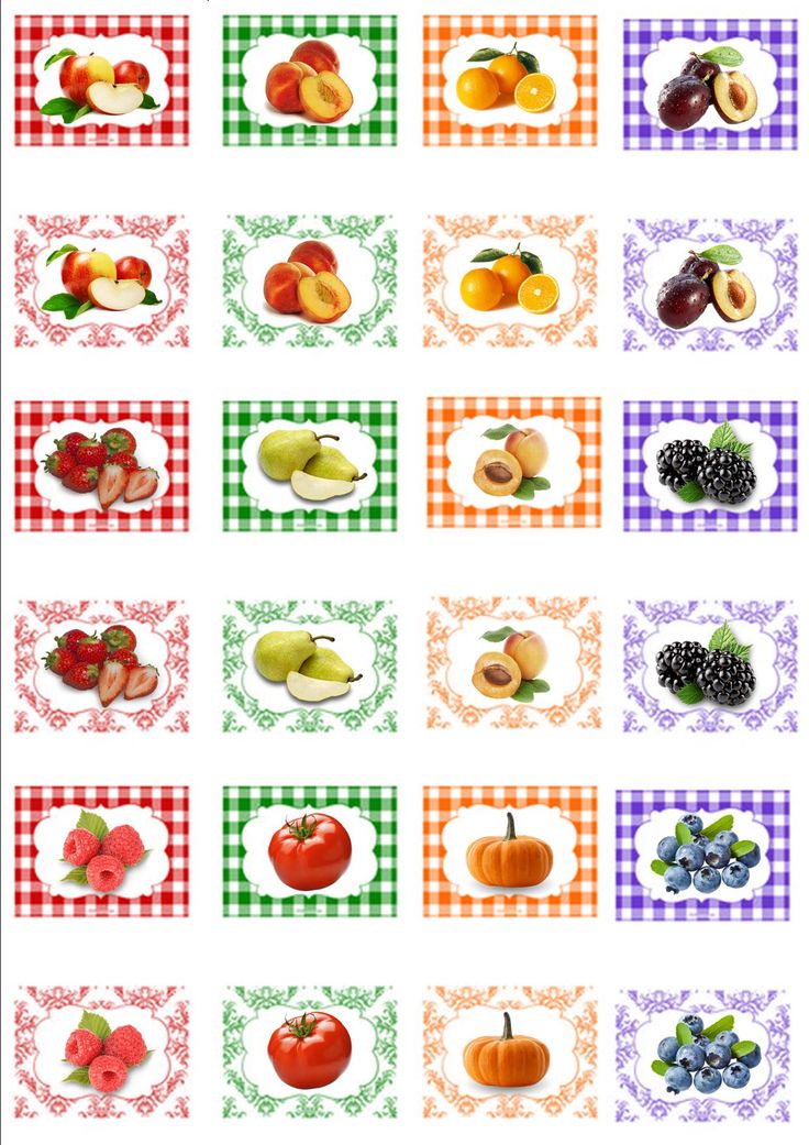 an assortment of fruits and vegetables on a checkered tablecloth background with the words, fruit