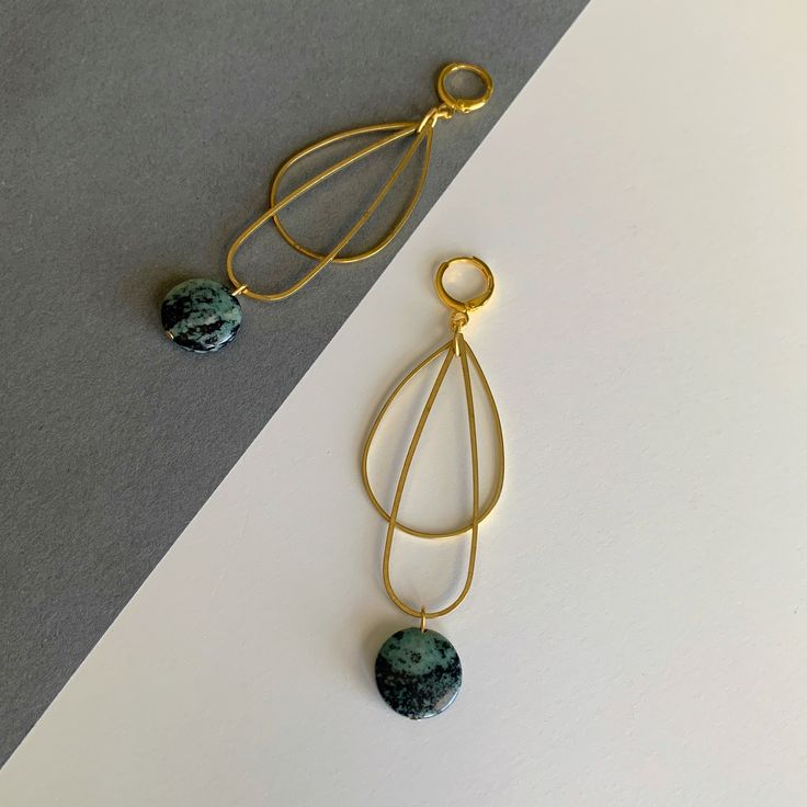 18k gold plated brass hooks with jasper and brass. 3 1/2 inches from top of hook. Gold Agate Teardrop Earrings, Gold Teardrop Agate Earrings, Adjustable Gold Jasper Jewelry, Handmade Jasper Gold Jewelry, Handmade Gold Jasper Jewelry, Gold Agate Drop Earrings, Gold Agate Earrings With Natural Stones, Gold Earrings With Natural Agate Stones, Handmade Gold Agate Earrings