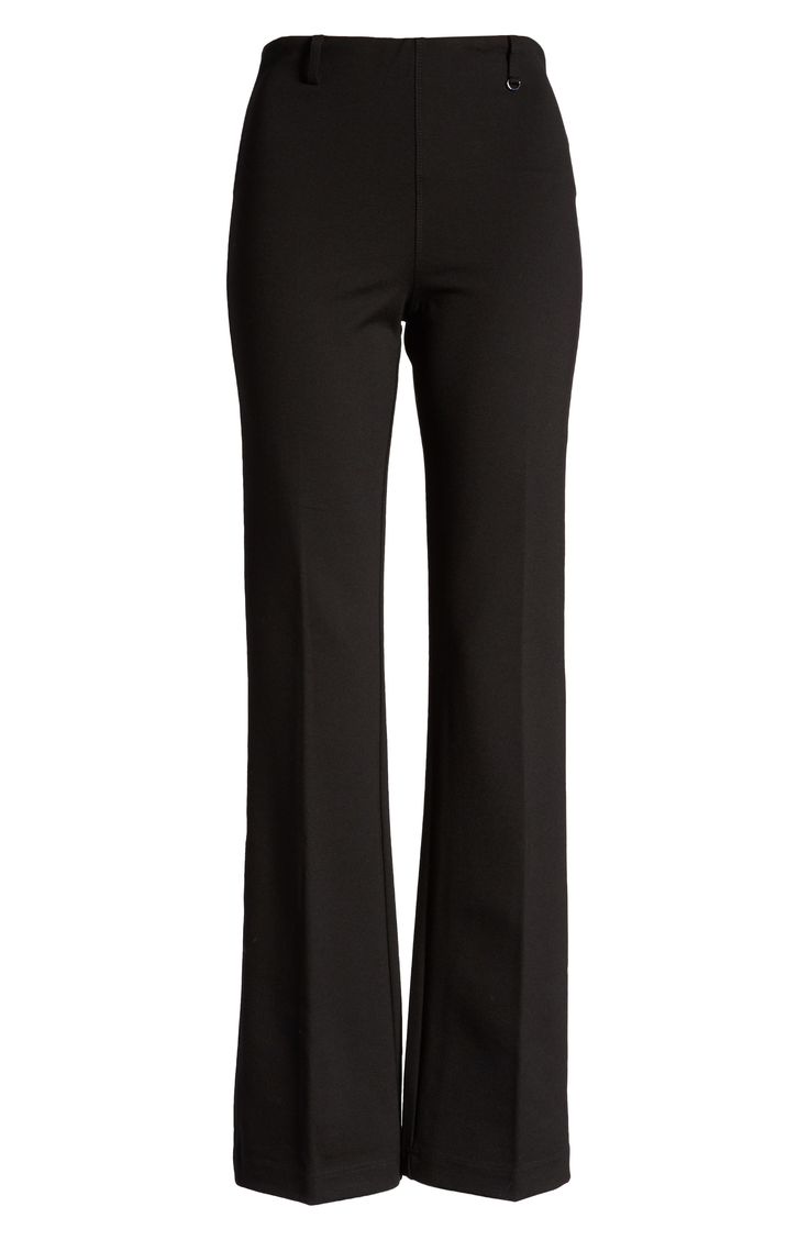 Made from smooth, stretchy ponte knit, these versatile pants are cut with a leg-lengthening silhouette and finished with a slimming hidden waistband. Style Name:Lyssé Ponte Baby Bootcut Pants. Style Number: 6133964. Black Womens Dress Pants, Bootcut Black Pants Outfits, Comfort Stretch Dress Pants For Workwear, Comfort Stretch Straight Dress Pants For Work, Mid-rise Pull-on Dress Pants For Work, Mid-rise Elastane Pants For Fall, Spring Classic Elastane Dress Pants, Chic Elastane Dress Pants For Workwear, Straight Leg Workwear Leggings