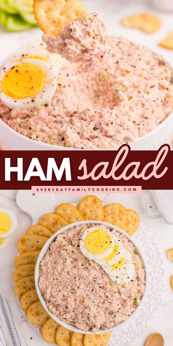 Put leftover holiday ham to delicious use in this easy ham salad recipe! Combine with celery, hard boiled egg, mayonnaise, sweet relish, and mustard for a dip or sandwich spread the whole family will love! Ham Salad Recipe Easy, Homemade Ham Salad, Ham Spread Recipe, Easy Ham Salad, Ham Salad Spread, Salads Protein, Family Lunch Ideas, Ham Salad Recipe, Ham Sandwich Recipes