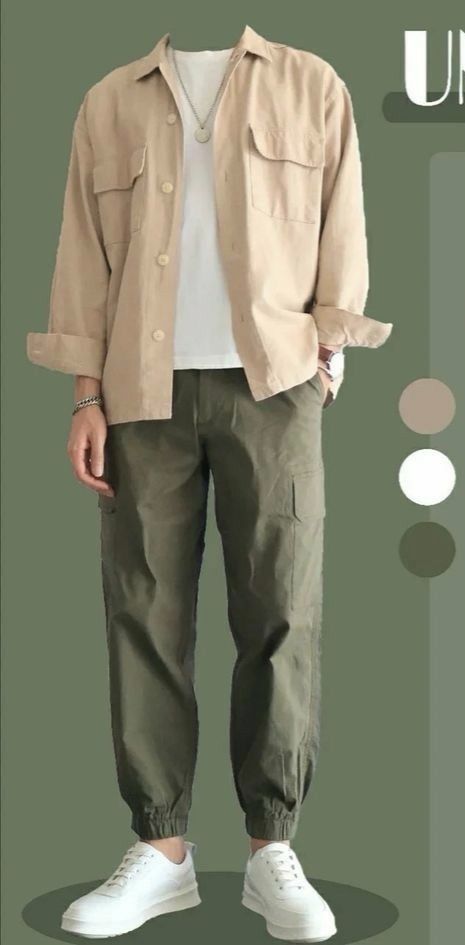 Green And Beige Outfit Men, How To Wear Olive Green Pants, Olive Green Pants Outfit Men, Olive Green Outfit Men, Olive Pants Outfit Men, Olive Green Pants Men, Green And Beige Outfit, Green Pants Outfit Men, Earth Tone Outfits Men