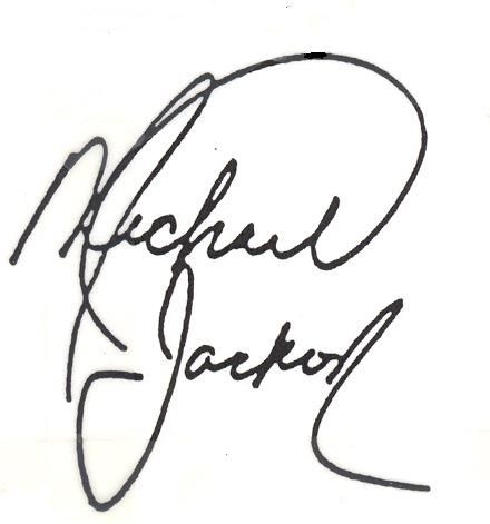 michael jackson autographed in black and white with the words michael jackson on it