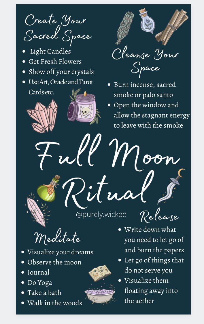 the full moon ritual is shown in this poster