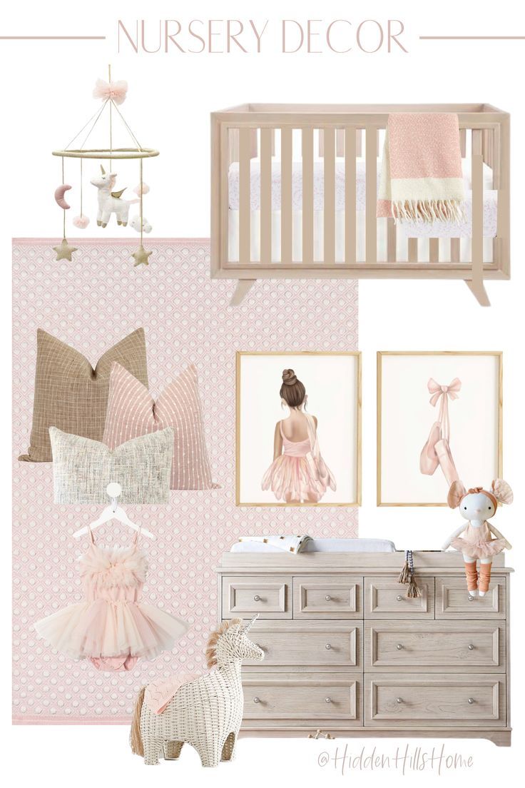 How sweet is this baby pink girls nursery decor mood board?! This ballet prints are so perfect for a little girls room Nursery Mood Board, Twin Nursery Room, Ballerina Room Decor, Ballerina Nursery, Girly Nursery, Girl Nursery Pink, Big Girl Bedrooms, Baby Boy Room Decor