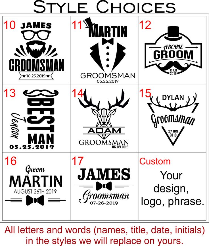 some type of logos for different types of clothing and accessories, with the words style choices below