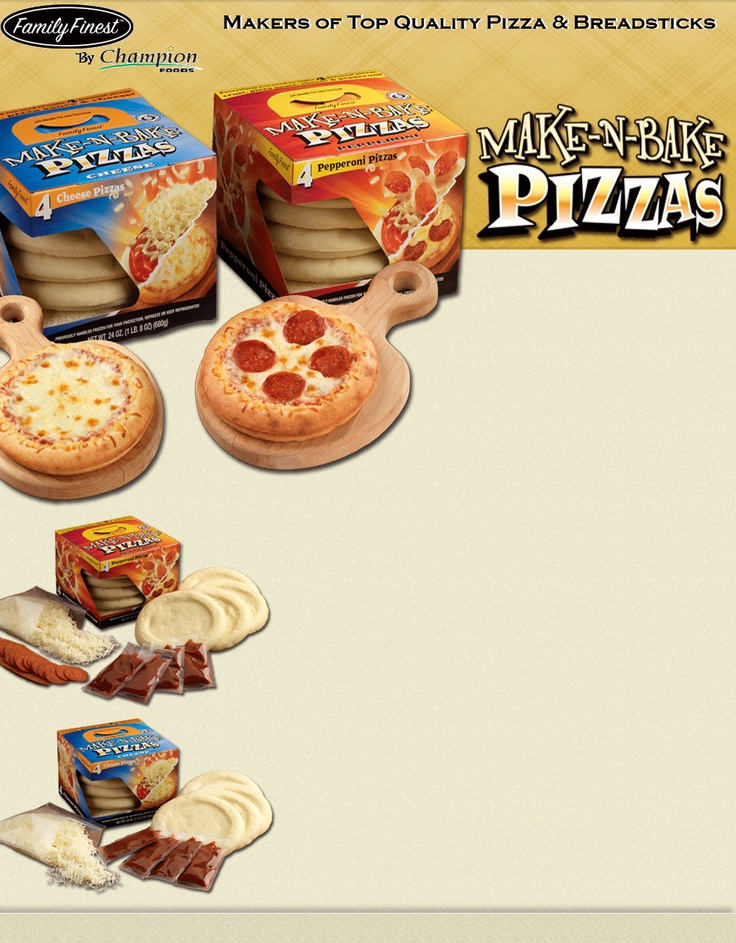 an advertisement for maker's n'bake pizzas