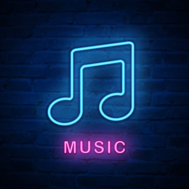 music neon sign with musical note on brick wall background stock photo - budget conscious business