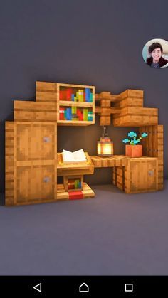 Simple Minecraft Bedroom Ideas In Game, Cute Minecraft Furniture Ideas, Minecraft Wall Decorations In Game, Minecraft Dye Shop Ideas, Enchanting Station Minecraft, Minecraft Study Room Ideas, House Decorations Minecraft, Minecraft House Walls, Minecraft Interior Builds