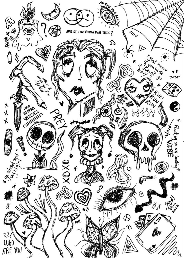 a drawing with many different faces and eyes