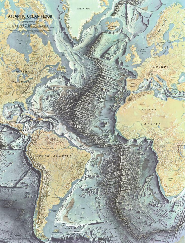 an old map of the atlantic ocean floor