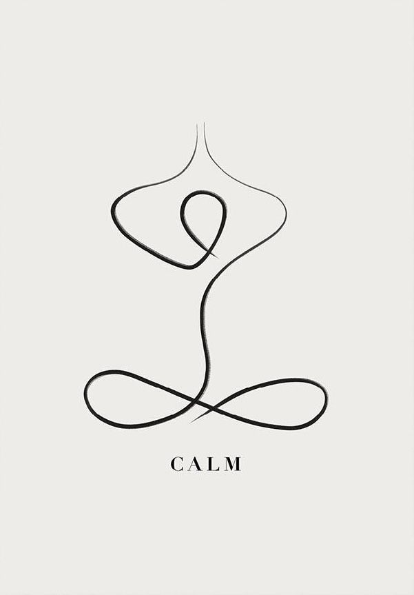 a woman's body with the word calm written in cursive writing on it