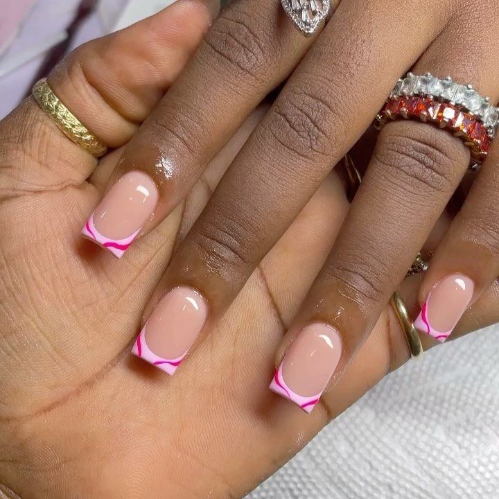 Gel Nail Tips Designs, Simple Short Nails Ideas, Pink Gel Nails Short, Pink Tip Nails, Pink Pink Pink, Acrylic Toe Nails, French Tip Acrylic Nails, Work Nails, Simple Acrylic Nails